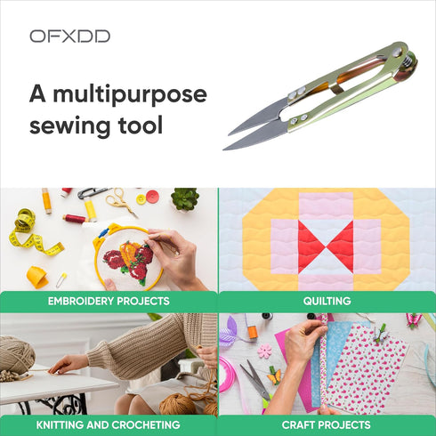 Sewing Scissors Small - Thread Snips for Sewing Stainless Steel - U Shape Thread Cutter/Clippers for Sewing - Nippers, Yarn Scissors for Knitting...