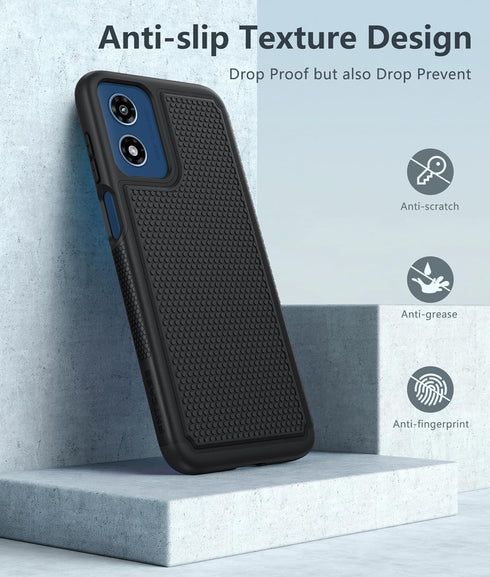 FNTCASE for Motorola Moto G-Play-2024 Case: Dual Layer Protective Heavy Duty Cell Phone Cover Shockproof Rugged with Non Slip Textured Back - Mili...