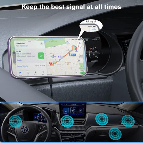 OHLPRO for MagSafe Car Mount Charger, 15W Fast Charging Car Magnetic Phone Holder for Dashboard and Air Vent, Compatible with iPhone 15/14/13/12 S...
