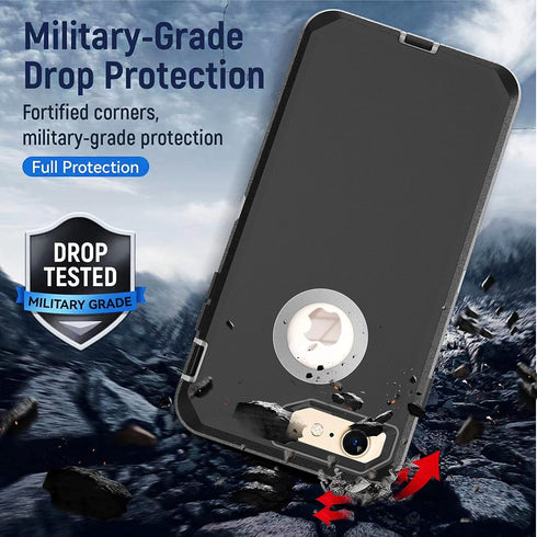 YmhxcY for iPhone SE Case 2022/2020,iPhone 8/7 with Built in Screen Protector Drop Proof 3-Layer Durable Cover/Shockproof Armor Drop Protection Ca...