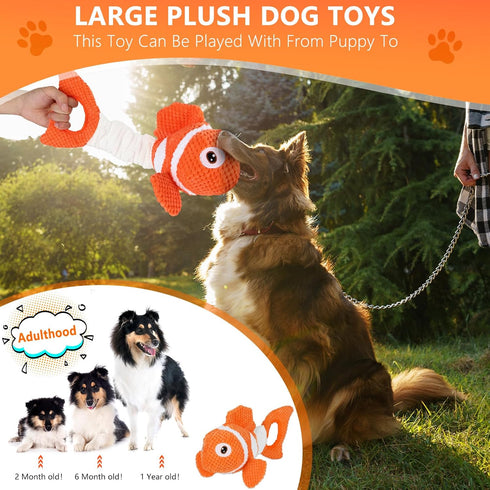 Squeaky Dog Toys, Durability Interactive Tug of War Puppy Toys for Indoor and Outdoor Play - Stuffed Pet Dog Toys with Soft Fabric Suitable for Sm...