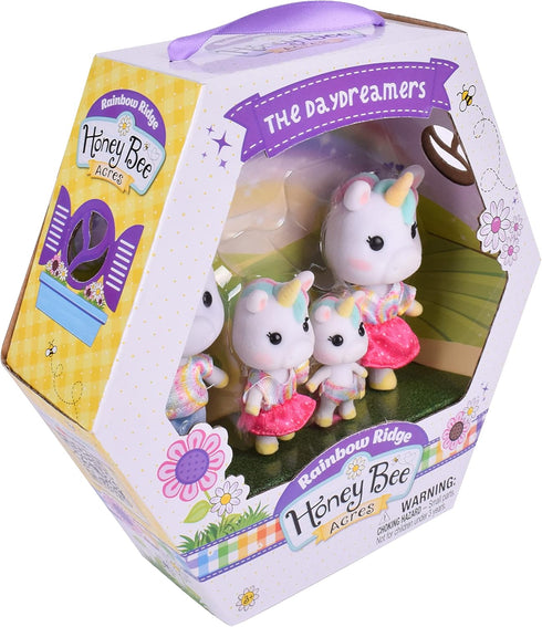 Sunny Days Entertainment Honey Bee Acres Rainbow Ridge Daydreamers Unicorn Family – 4 Miniature Flocked Dolls | Small Fantasy Collectible Figures ...