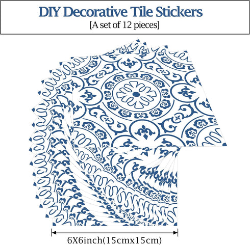Peel & Stick Tile Stickers 12 PCS Self Adhesive Backsplash Decorative Wall Stickers for Kitchen Bathroom Tile Decals Waterproof & Removable 6" x 6...