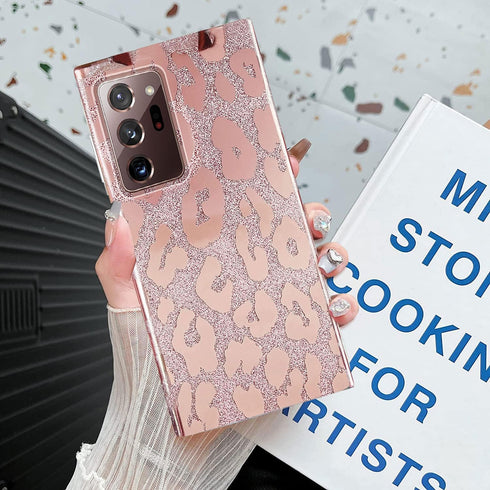J.west Samsung Galaxy Note 20 Ultra Case 5g,Luxury Glitter Metallic Leopard Print Design Soft Slim Protective Phone Cases for Women Girls Clear TP...