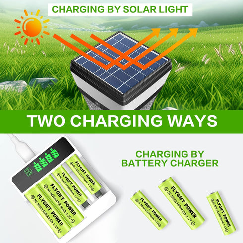 AA Rechargeable Batteries Solar Battery for Garden Lights, Double A 900mAh 1.2V Batteries Pre-Charged for Solar Lights, Pathway Lights, Lawn Lamps...