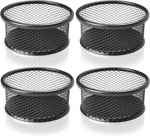 4 Pack Mesh Paper Clip Holder for Desk, Black Paperclip Holders Paper Clip Holders, Metal Paper Clip Dispenser Organizer for Desk, Binder Clip Hol...