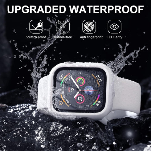 Charlam Waterproof Case Compatible with Apple Watch 41mm iWatch SE Series 8 7 with Built-in Tempered Film Screen Protector, Full Coverage Hard PC ...