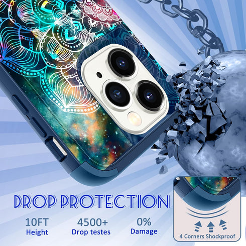 for iPhone 11 Pro Max Case, Designer Mandala Pattern Heavy Duty Protective Shockproof 11 Pro Max Phone Cases for Women Men Girls Boys, Hard Bumper...