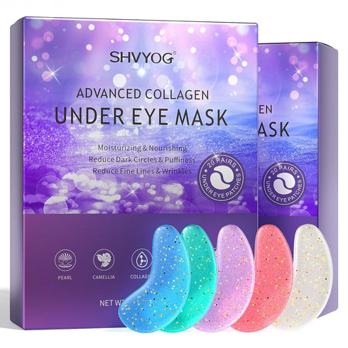 SHVYOG Under Eye Patches (20 Pairs), Under Eye Mask for Dark Circles and Puffiness, Eye Gel Pads for Puffy Eyes, Anti Aging Eye Bags Treatment for...