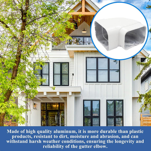 Gutter Elbow 2x3 90 Degree Downspout Elbow Gutter Connector Roofing Gutters Rainwater Drainage 90° Gutter Downspout Extension (Style B, Aluminum, ...