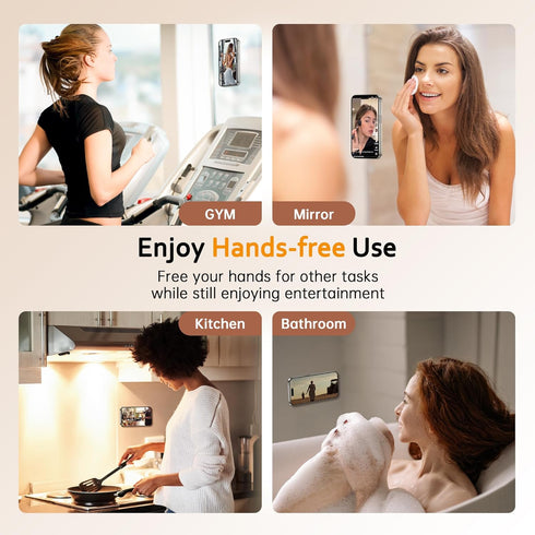 Magnetic Suction Cup Phone Mount, Hands-Free Silicone Phone Grip Holder Compatible with iPhone MagSafe Phone Case, Mirror Shower Phone Stand for i...
