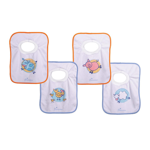 Dreambaby Terry Cloth Cotton Pullover Baby Bibs for Teething Feeding and Drooling - Super Absorbent & Extra Soft - Machine Washable - Farm Animals...