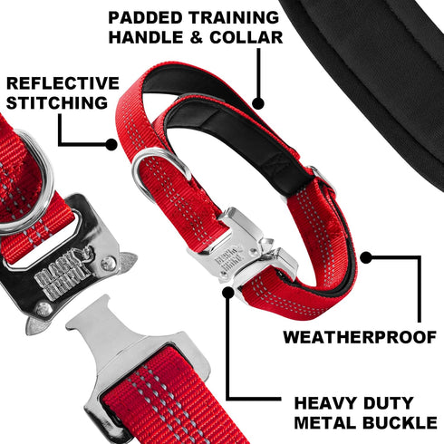 Black Rhino - Tactical Dog Collar Ultra-Soft Neoprene Padded Dog Collars for Medium, Large, XL Dogs | Heavy Duty Metal Buckle | Padded Handle for ...