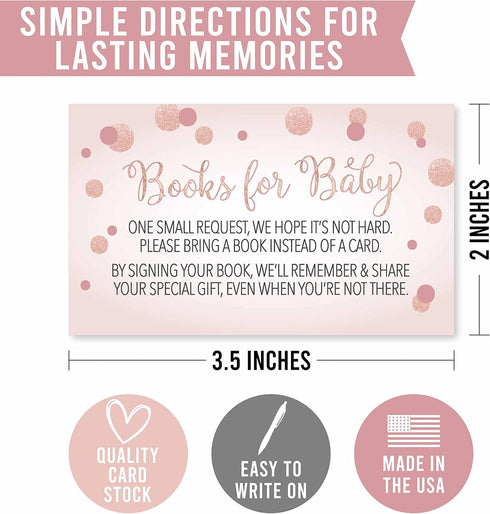 Hadley Designs 25 Book Request Baby Shower Guest Book Alternative-Gold Baby Shower Invitation Inserts, Books For Baby Shower, Bring A Book Instead...