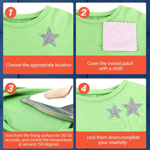 Geosar 120 Pieces Star Rhinestone Appliques Iron on Star Patches Rhinestone Glitter Star Patches Bling Appliques for DIY Crafts Clothes Bag Pants ...