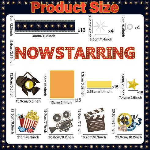 Movie Star Bulletin Board Set Now Starring Bulletin Board for Classroom Decor DIY Photo Crafts Camera Lights Learn Clapperboard Film Tickets Cutou...