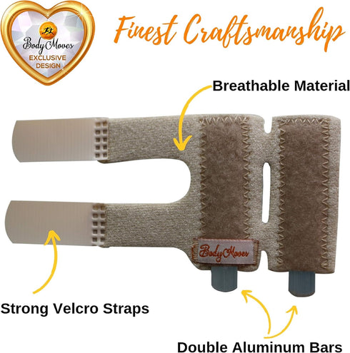 BodyMoves 2 Double Sided Solid Support Finger Splints Plus 2 Sleeves 2020 Edition(Desert Sand)...