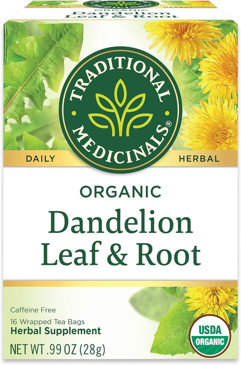 Traditional Medicinals Organic Dandelion Leaf & Root Herbal Tea, Supports Kidney Function & Healthy Digestion, (Pack of 2) - 32 Tea Bags Total...