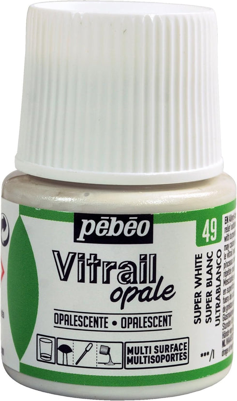 Pebeo Vitrail, Stained Glass Effect Paint, 45 ml Bottle - Super White, 1.52 Fl Oz (Pack of 1)...