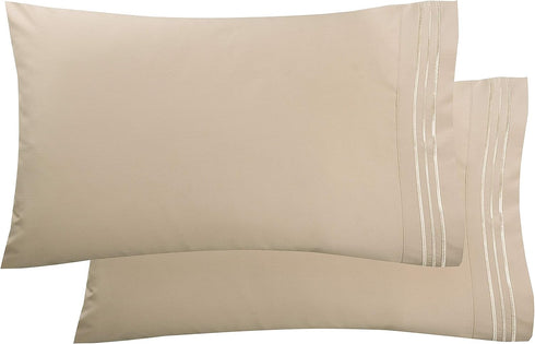 Elegant Comfort Luxury Ultra-Soft 2-Piece Pillowcase Set - 1500 Premium Hotel Quality Microfiber Double Brushed - Wrinkle Resistant, King, Cream...