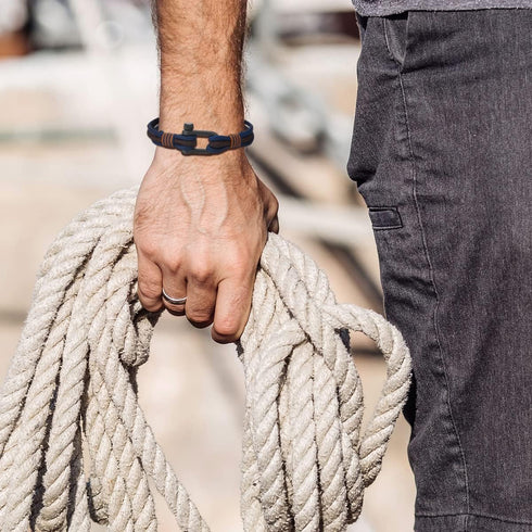 COOLSTEELANDBEYOND Men Women Steel Screw Anchor Shackle Nautical Sailor Rope Wristband Wrap Bracelet...