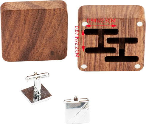 Small Vintage Black Walnut Wooden Cufflinks Gifts Box for Men Wedding Bussiness Anniversary Birthday Valentine's Day...