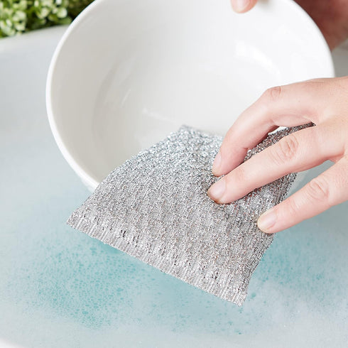 RSVP International Kitchen Cleaning Collection Gentle Scrubbing Sponge for Non-Stick Cookware, Porcelain & Glass, Dishwasher Safe, 5x3.5, Silver...