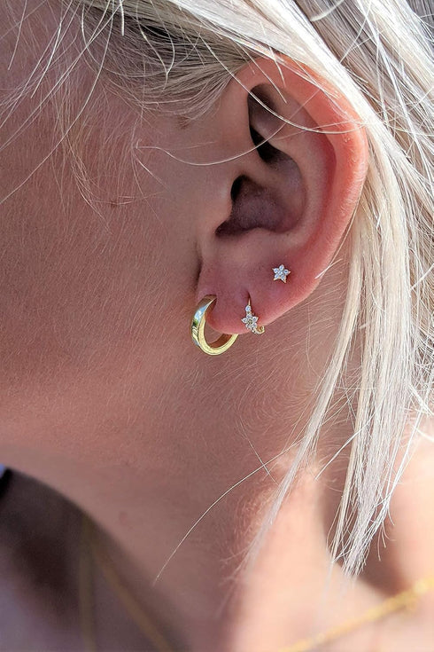 Set of 3 Single Studs in Sterling silver 925 Sterling Silver 18K Gold Plated Small Stud Earrings Set | Screw Back Studs | Tiny Cartilage Earring |...