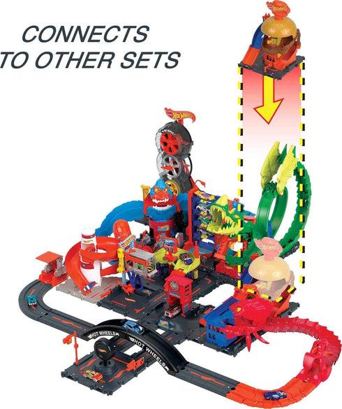 Hot Wheels Toy Car Track Set, City Burger Drive-Thru Playset & 1:64 Scale Car, Connects to Other Sets & Tracks...