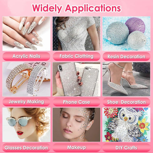 B7000 Glue Clear for Rhinestones, 4 Pcs 25mL B-7000 Jewelry Bead Gem Glue with Flatback Clear Rhinestones, Tweezer Dotting Rhinestone Tool for Clo...