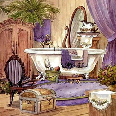 Zimal 5D DIY Diamond Painting Full Round Drill"Bathroom View" Embroidery Cross Stitch Gift Home Decor Gift 11.8 X 11.8 Inch......