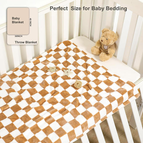 Checkered Baby Blanket for Girls Boys Soft Fleece Fluffy Fuzzy Chessboard Grid Toddler Blanket for Kids Lightweight Bed Blanket for Infant or Newb...
