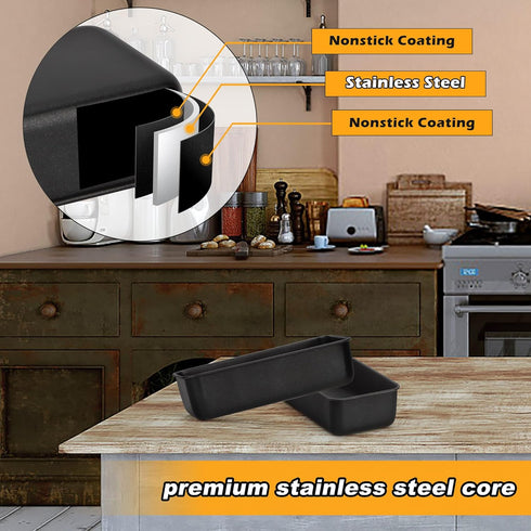 E-far Nonstick Bread Loaf Pan Set, 9x5 Inch Stainless Steel Core Metal Loaf Pan for Baking Homemade Bread, Meatloaf and Brownie, Non Toxic & Easy ...