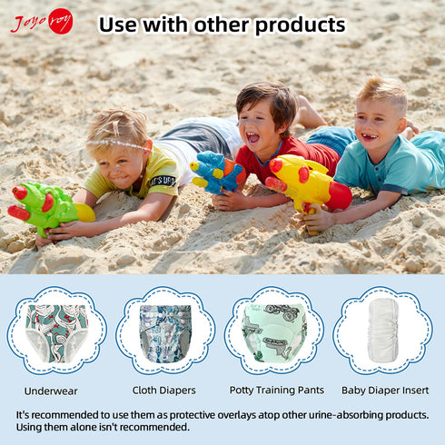 Joyo roy 4Pcs Plastic Underwear for Potty Training Swim Diaper Covers for Toddlers Cloth Diaper Cover for Boys Rubber Pants Waterproof Plastic Und...