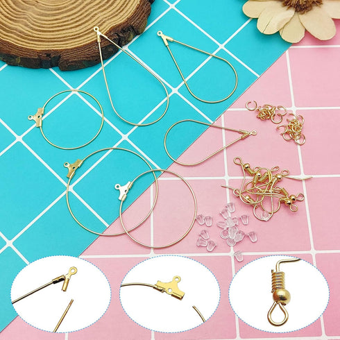 670Pcs Earring Making Kit with 120 Earring Beading Hoops Earring Finding Beading Hoop Earrings Bulk,150 Hooks,200 Jump Rings,200 Earring Backs for...