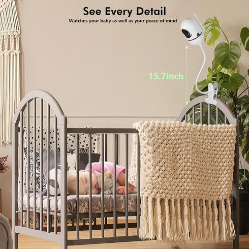 Flexible Baby Monitor Clip Mount for HelloBaby HB6550/HB65/HB40/HB6339/HB66/HB6550Pro, ANMEATE SM935E, Baby Camera Mount Holder Stand with 15.7 in...