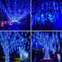 30cm 8-Tube Falling Rain Meteor Shower Christmas Lights - Blue Outdoor Icicle Dripping Shooting Star Lights...