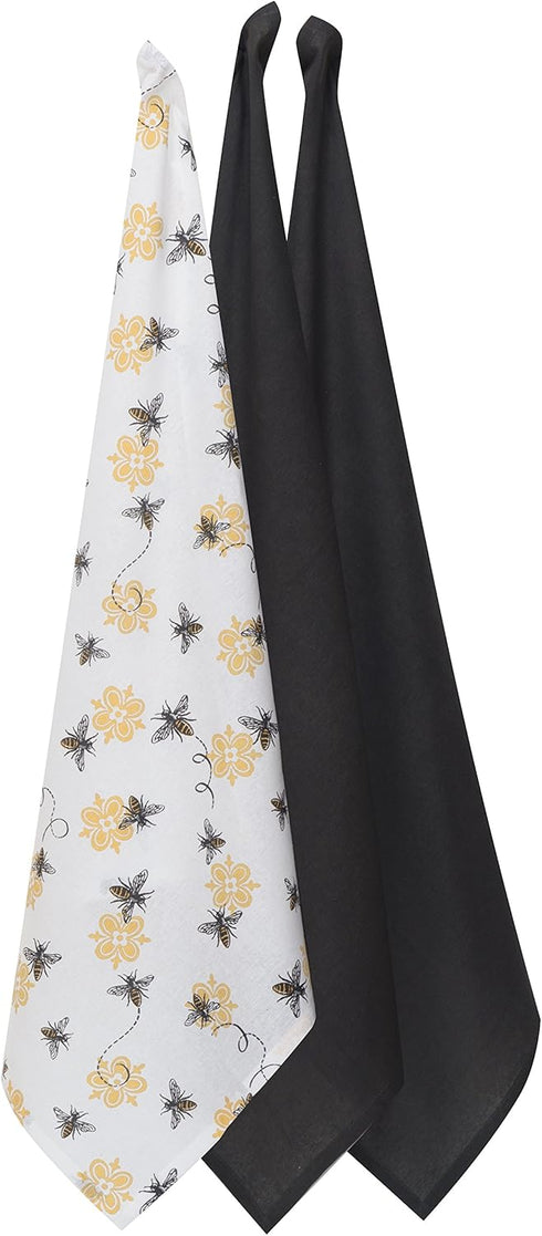 Kay Dee Designs 3-Piece Cotton Flour Sack Towel Set, 26 by 26-Inch, Queen Bee...
