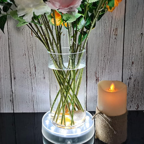 LARDUX Led Light Base - 6 Inch Round Display Pedestal Light Stand Plate Flat for 3D Crystal Cube Glass Art Acrylic Statues - USB Charge or Battery...