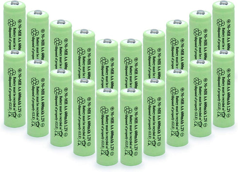 AA Ni-MH 600mAh 1.2V Rechargable Solar Light Batteries for Outdoor Solar Lamps Garden Lights Remotes Mice(20Pcs)...