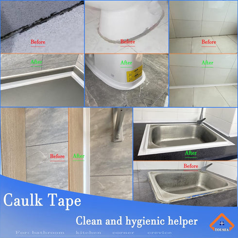White Caulk Tape for Bath & Kitchen,Caulking Tape for Bathroom Caulking White Self Adhesive Caulk Strip,tub Surround,Toilet Bowl Stick on Gel,Kitc...
