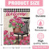 Welcome Spring Geranium Pink Flower Decorative Garden Flag, Black White Buffalo Plaid Floral Pot Chair Yard Outside Home Decorations, Summer Farmh...