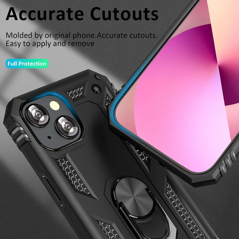 Phone Case for 13 iPhone Case iPhone 13 Phone Case for Men Heavy Duty Armor Case with Kickstand and Ring for iPhone 13 - Black......