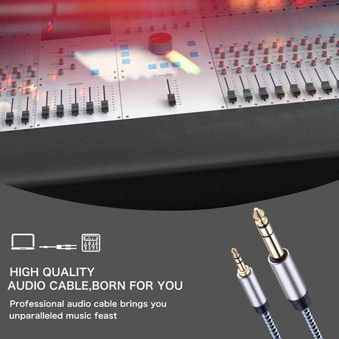 Tiierzon 1/8 to 1/4 Stereo Cable 6Ft, 6.35mm 1/4" Male to 3.5mm 1/8" Male TRS Bidirectional Stereo Audio Cable Jack for Guitar, Home Theater Devic...