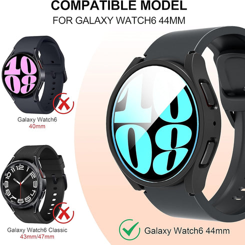 Suoman 4+4 Pack for Samsung Galaxy Watch 6 44mm Case,Privacy Screen Protector+HD Screen Protector+ All-Round PC Matte Protector Cover Set [Anti-Pe...