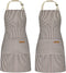 NLUS 2 Pack Cooking Aprons for Women with Pockets, Adjustable Kitchen Bib Aprons Chef Aprons for Women Men(Brown Pinstripes)...