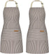 NLUS 2 Pack Cooking Aprons for Women with Pockets, Adjustable Kitchen Bib Aprons Chef Aprons for Women Men(Brown Pinstripes)...