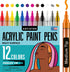 ARTISTRO 12 Acrylic Paint Pens for Fabric, Canvas, Rock, Glass, Wood - 3mm Medium Tip Paint Markers-Ideal Art Supplies for Adults and Kids...