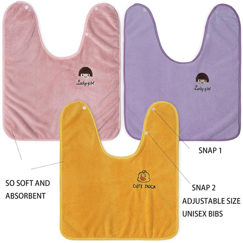 3 Pack Bibs for Baby Girls or Boys, Toddler Bibs for Feeding Teething Drooling, The Size 16 "x20 Face Towel Multifunctional for 1-6 Years kids (pi...