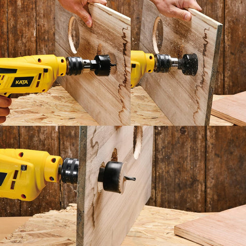KATA 6PCS Hole Saw Kit 1-1/4" to 2-1/8"(32-54mm) Hole Saw Set in Case with Mandrels and Hex Key for Soft Wood, PVC Board, Plywood...
